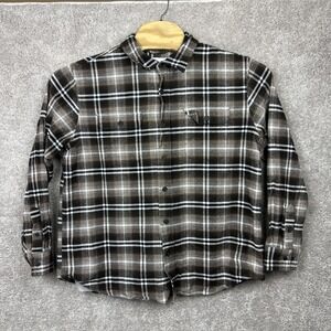 William Rast Button Front Shirt Mens XL Brown Plaid Cotton Long Sleeve